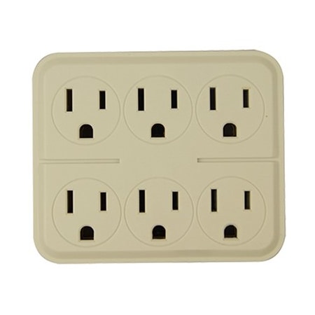 Kab Enterprise Outlet Tap, Grounded, 6 Outlet(s) Ivory CT-027IV